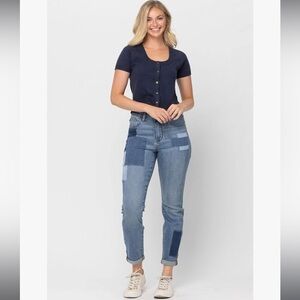 Judy Blue Patches Women's Blue Patchwork Jeans style 88499 size 3/26